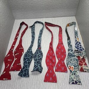 Men's Self Tie Bow Ties Lot of 4 Silk Patterned Classic Formal
